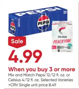 Stater Bros Pepsi 12/12 fl. oz. or Celsius 4/12 fl. oz offer