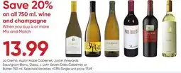 Stater Bros La Crema, Austin Hope Cabernet, Justin Vineyards Sauvignon Blanc, Daou, J. Lohr Seven Oaks Cabernet or Butter offer