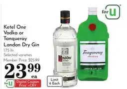 Pavilions Ketel One Vodka or Tanqueray London Dry Gin offer