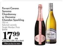Pavilions Ferrari-Carano Sonoma Chardonnay or Domaine Chandon Sparkling offer