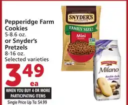 Vons Pepperidge Farm Cookies 5-8.6 oz. or Snyder's Pretzels 8-16 oz offer