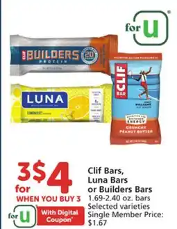 Vons Clif Bars, Luna Bars or Builders Bars offer