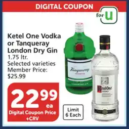 Albertsons Ketel One Vodka or Tanqueray London Dry Gin offer