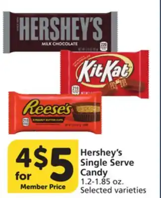 Albertsons Hershey's Single Serve Candy offer