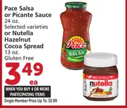 Albertsons Pace Salsa or Picante Sauce 24 oz. Selected varieties or Nutella Hazelnut Cocoa Spread 13 oz. Gluten Free offer