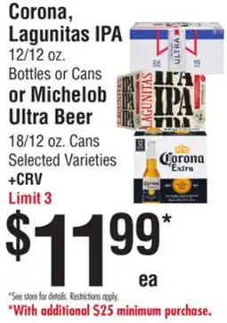 Smart & Final Corona, Lagunitas IPA or Michelob Ultra Beer offer
