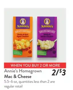 Fresh Thyme Annie's Homegrown Mac & Cheese offer