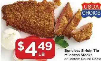 Food 4 Less Boneless Sirloin Tip Milanesa Steaks offer