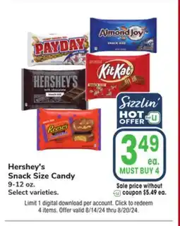 Jewel-Osco Hershey's Snack Size Candy offer