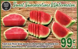 Jewel-Osco Fresh Cut Thick Slice Seedless Watermelon, Diamond Cut Seedless Watermelon, or Seedless Watermelon Cuts offer