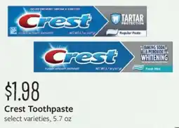 Fareway Crest Toothpaste offer