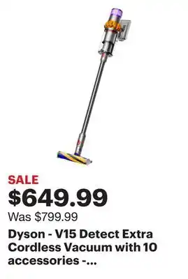 Best Buy Dyson - V15 Detect Extra Cordless Vacuum with 10 accessories - Yellow/Nickel offer