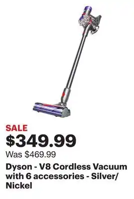 Best Buy Dyson - V8 Cordless Vacuum with 6 accessories - Silver/Nickel offer