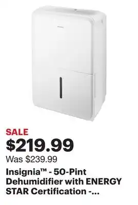 Best Buy Insignia - 50-Pint Dehumidifier with ENERGY STAR Certification - White offer