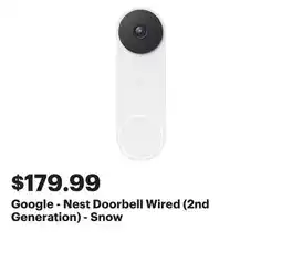 Best Buy Google - Nest Doorbell Wired (2nd Generation) - Snow offer
