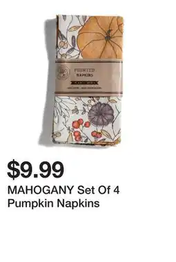 Marshalls MAHOGANY Set Of 4 Pumpkin Napkins offer