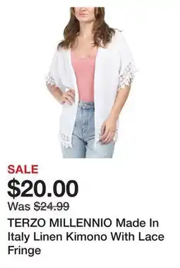Marshalls TERZO MILLENNIO Made In Italy Linen Kimono With Lace Fringe offer