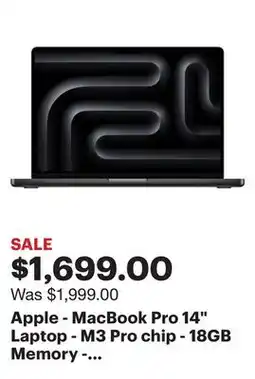 Best Buy Apple - MacBook Pro 14 Laptop - M3 Pro chip - 18GB Memory - 14-core GPU - 512GB SSD - Space Black offer