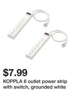 Ikea KOPPLA 6 outlet power strip with switch, grounded white offer