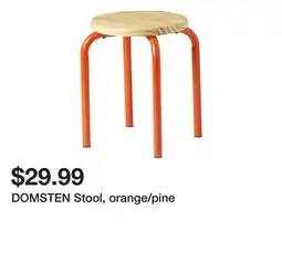 Ikea DOMSTEN Stool, orange/pine offer
