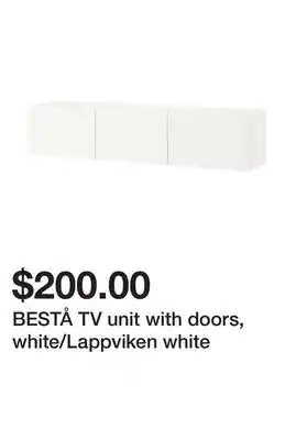 Ikea BESTÅ TV unit with doors, white/Lappviken white offer