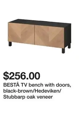 Ikea BESTÅ TV bench with doors, black-brown/Hedeviken/Stubbarp oak veneer offer