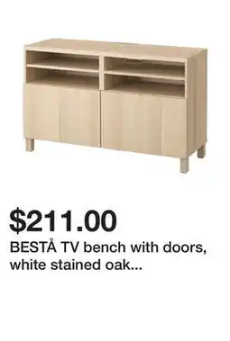 Ikea BESTÅ TV bench with doors, white stained oak effect/Lappviken/Stubbarp white stained oak effect offer