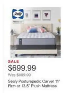 Costco Sealy Posturepedic Carver 11" Firm or 13.5" Plush Mattress offer