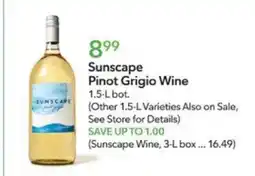 Publix SUNSCAPE Pinot Grigio Wine offer