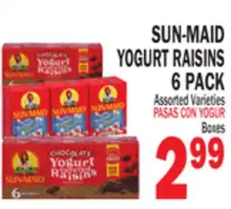 Bravo Supermarkets SUN-MAID YOGURT RAISINS 6 PACK offer