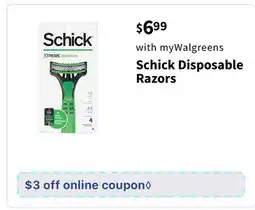 Walgreens Schick Disposable Razors offer