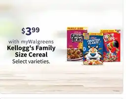 Walgreens Kellogg's Family Size Cereal offer