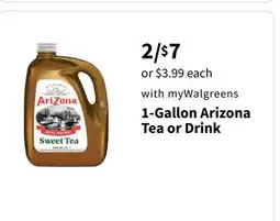 Walgreens 1-Gallon Arizona Tea or Drink offer