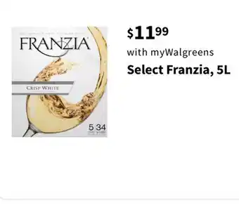 Walgreens Select Franzia offer