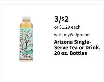 Walgreens Arizona Single-Serve Tea or Drink offer