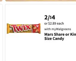 Walgreens Mars Share or King Size Candy offer