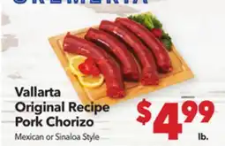 Vallarta Supermarkets Vallarta Original Recipe Pork Chorizo offer