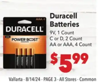 Vallarta Supermarkets Duracell Batteries offer