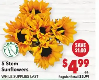 Vallarta Supermarkets 5 Stem Sunflowers offer