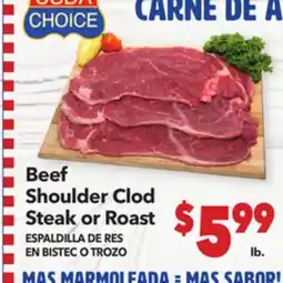 Vallarta Supermarkets Beef Shoulder Clod Steak or Roast / ESPALDILLA DE RES EN BISTEC O TROZO offer