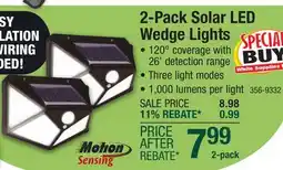 Menards Patriot Lighting Solar Motion Sensor LED Wedge Flood Light 2-Pack offer