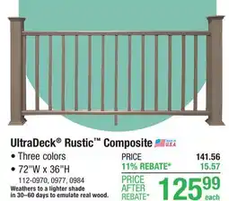 Menards UltraDeck Rustic 6' Gray Composite Rail Section Kit offer