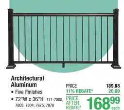 Menards Williams 36 x 6' Black Preassembled Powder-Coated Aluminum Railing Panel offer