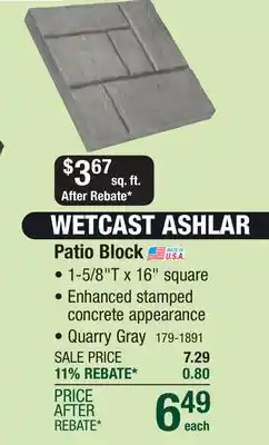 Menards 16 x 16 Quarry Gray Wetcast Ashlar Patio Block offer