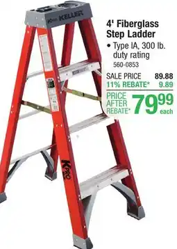 Menards Keller KPro 4' Fiberglass Type IA Step Ladder - 300 lb. Max offer