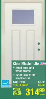 Menards Mastercraft 32W x 80H Primed Steel Mission Lite Exterior Door System - Right Inswing offer