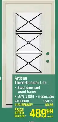 Menards Mastercraft Artisan 36W x 80H Primed Steel Three-Quarter Lite Exterior Door System - Right Inswing offer