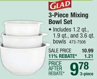 Menards Glad 3-Piece White Mixing Bowl offer