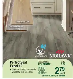 Menards Mohawk PerfectSeal Excel 12 Southwick Pine 7-1/2 x 47-1/4 Waterproof Laminate Flooring (19.63 sq.ft/ctn) offer