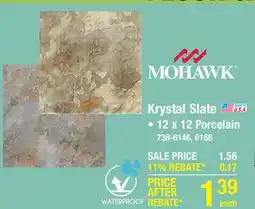 Menards Mohawk Krystal Slate Carlisle Black 12 x 12 Porcelain Floor and Wall Tile offer